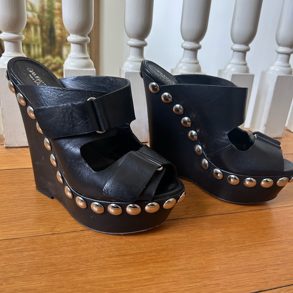 Studded wedge heels
